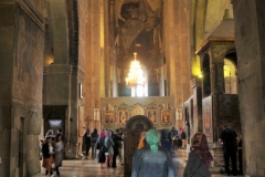 The architecture of the present Svetitskhoveli Cathedral, which dates from around 1020, is based on the cross-dome style of church architecture, which emerged in Georgia in the early Middle Ages.