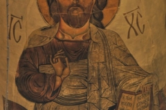 The large figure of Jesus at the altar was painted by Russian artist in the 19th century. The majority of the icons here date to the 20th century. Some are copies of older icons and frescoes from other churches throughout Georgia.