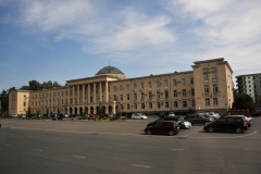 Stalin Square Old Soviet bloc building. The statue of Stalin present in the square was removed in June 2010. But the city of Gori has a love-hate relationship with the former dictator, who died in Moscow in 1953. Crowds of university students protested the statue's presence in Gori.  But elderly demonstrators counter protested in support of Stalin.