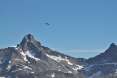 Quickly climbing to a high elevation to clear the mountains departing.
