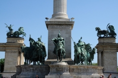 The seven chieftains who led the Magyar tribes to Hungary can be seen on the stand below