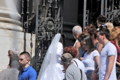 Wedding party entering St. Stphans Basilica on the Pest side of the river.