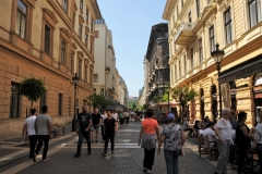 Walking boulevard from St, Stevens Basilica has many outdoor restaurants.