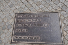 One of Budapests most moving memorials . Most of the murders along the edge of the River Danube took place around December 1944 and January 1945, when the members of the Arrow Cross Party police ("Nyilas") took as many as 20,000 Jews from the newly established Budapest ghetto and executed them along the river bank.