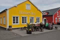 We have a delicious lunch at Hannes Boy. It is a unique but homey restaurant that offers a cozy and romantic environment at Siglo's marina village. It is located in the bright yellow house by the marina in Siglufjordur. The restaurant is named after a local legend and fisherman.