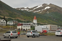 Looking across the village of Siglufjordur, Iceland's northernmost town. At one time the Capital of the North Atlantic's herring industry.