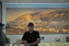 Beggi is explainngg that the Herring Era Museum is the only of its kind in the world. It is Iceland's largest Maritime Museum. It features a variety of cultural exhibits, art works and personal stories and the rich fishing heritagie found within the buildings.
