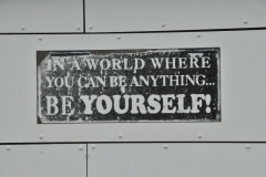 I saw this saying on the side of a building and I think it is one of the best I have seen anywhere in the world.  In a world where you can be anything, BE YOURSELF!
