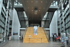 The interior and the exterior is very modern with sleek lines with lots of glass.