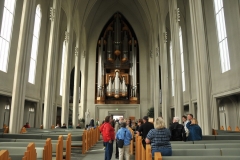 Interior view with the magnificent organ pipes on the forward wall