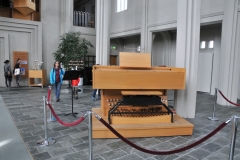 View of the organ with the keys closed for viewing.