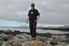 Beggi Alfhorsson is our guide in Iceland and Greenland.  He is explaining the history of the Snaefellsnes Peninsula and some of the folk lore here. Look at the beauty of the land all around where he is speaking to us.