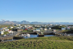 View of Stykkisholmur from the top of the highest hill late in the evening.