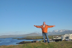 Myself standing on a wind swept hill at 11 p.m. at night. Talk about light.  You would never guess the time of day.
