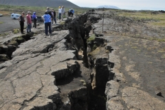 This area the earth has been affected by the Krafla caldera and Namaskard Geothermic areas nearby causing earthquakes and separation of the earth.
