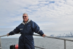 I was really glad to have that warm coat over my clothes. It was cold on the Atlantic.
