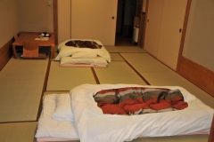 Sleeping on the floor on a tatami mat