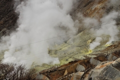 The air was strong with Sulfur. so much that we could not take the tram back down the mountain.