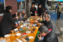 Typical Japanese party with a variety of dishes.