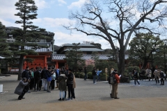 These are the grounds of the Sanjusangen-do Temple located in the town of Kyoto.