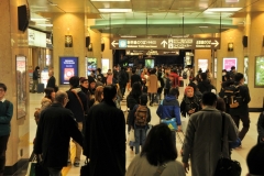 The train terminals are crowded day and night.