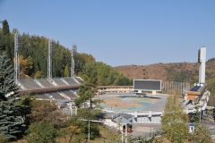The Medeu is a high-altitude sports complex near Almaty, located at an altitude of 5,073 feet above sea level. It is considered to be the world's largest high-mountain skating rink. On the opening day of the skating rink (February 5, 1951), it established two world and six all-Union records.The Medeu was fully renovated in 2011 for the Asian Winter Games, and became a major training base for the ice skaters of the USSR. Over 200 speed world records were set there in numerous sports, including speed skating and others. Medeu remains an important center for the training of winter sports athletes from Kazakhstan and other regions.