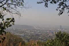 Looking across the city of Almaty through the haze.