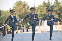 We were fortunate to be at the Museum and the changing of the guard on the hour.  This is the new guard coming in to replace the soldiers already there.  Notice the high step of the guard.