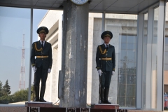 The new guard soldiers now in place for the next one hour. They cannot move and must remain in this position for an hour.