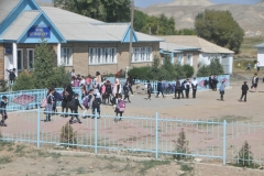 Passing a group of students at a local school.