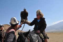 The Golden Eagle weighs at maturity about 15 pounds. It feels like hold a turkey on your arm constantly moving.
