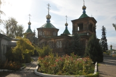 In the city of  Karakol we visit the Holy Trinity Cathedral, a Russian Orthodox church, completed in 1895.  During the Soviet occupation times,  the church  was used as an officer's Club. Now it is restored in use as a church again.