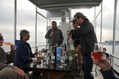 Everyone enjoying libations and relaxing