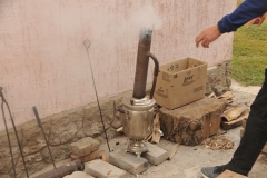 We stop for lunch with a local family on the way returning to Bishkek.  Here we see coffee being brewed for lunch.