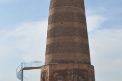 The Burana Tower is a large minaret in the Chuy Valley in northern Kyrgyzstan. It is located about 48 miles east of the country's capital Bishkek, near the town of Tokmok.