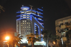 Kuwait Buildings lighted at night time