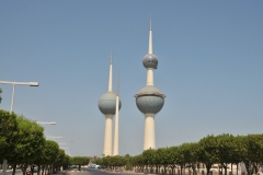 The Kuwait Towers were a group of 3 slender towers inaugurated in 1979. Part of a group of 34 towers, 33 holding water. They were closed when we were in Kuwait in November 2015