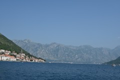 Looking from the Island back to the city of Kotor on the Bay of Kotor.