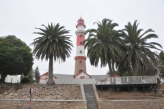 Swakopmund Lighthouse, located opposite of Municipal gardens, was opened in July 1902.  The Lighthouse is still in operation, guiding ships with its light seen as far as from 35 nautical miles. One of the most prominent Swakopmund's landmarks.