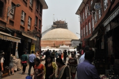 Entrance to the countries holiest temple, the Boudhanath Stupa.