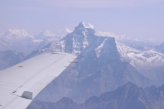 Looking from the wing you can see Mt Everest our last look for the morning behind the front range. What an adventure this has been.
