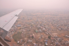 Landing in Kathmandu with the city below