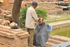 When a member of a family dies immediate male members shave their heads in respect for the person that has passed away and during the morning period.