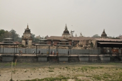 Once the bodies are cremated the ashes are placed into the running river which is totally dry now. Eventually the ashes are to flow into the Ganges River in India