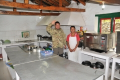 One last goodbye to the General Manager to the left and the Chef. Two of the most important people I met at the lodge. I enjoyed our conversation time about life in the area. The kitchen is very simple as you see but the food was awesome.