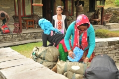 Packing our day packs to carry out.