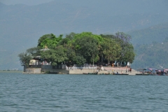 Tal Baraki Temple is located in the center of Phewa Lake. It is the most important religious monument of Pokhara.