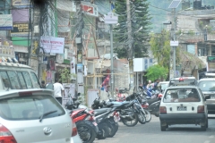 Downtown Pokhara - note the wires on the telephone pole