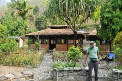 Binoy our local guide standing in front of the dining room. The food was excellent. Great soups.