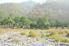 Looking at the camp from riverside. Hard to imagine this is all under water in a a few months in the rainy season.
